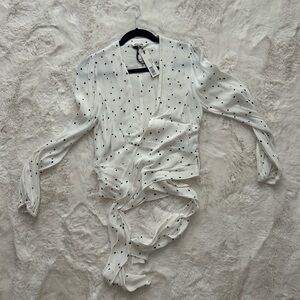 ROLLA'S White and Black Polka Dot Bodysuit